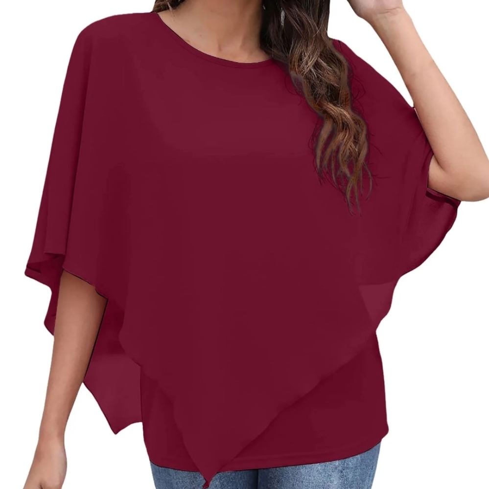 NWT Emery Rose XL Red Asymmetrical Flutter Top D-0669